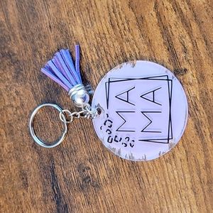 Purple/black leopard MAMA keychain